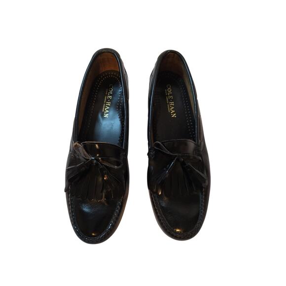 Classic COLE HAAN Hand Sewn U.S. Made Black Leather Loafers Tassels US Sz 11 D - Picture 1 of 16